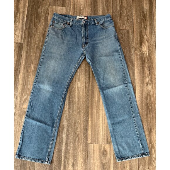 LEVI'S 505 STRAIGHT FIT MENS DENIM BLUE JEANS SIZE 36X34 TALL-LONG 100% COTTON - Picture 1 of 10